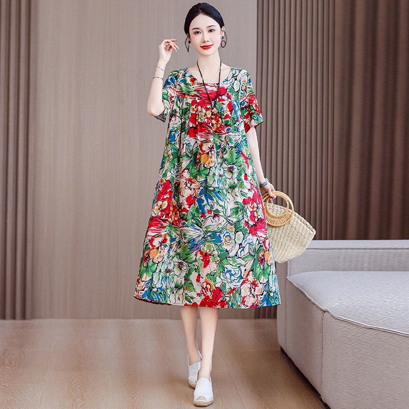 Women’s Casual Floral Maxi Dress (Loose Fit)