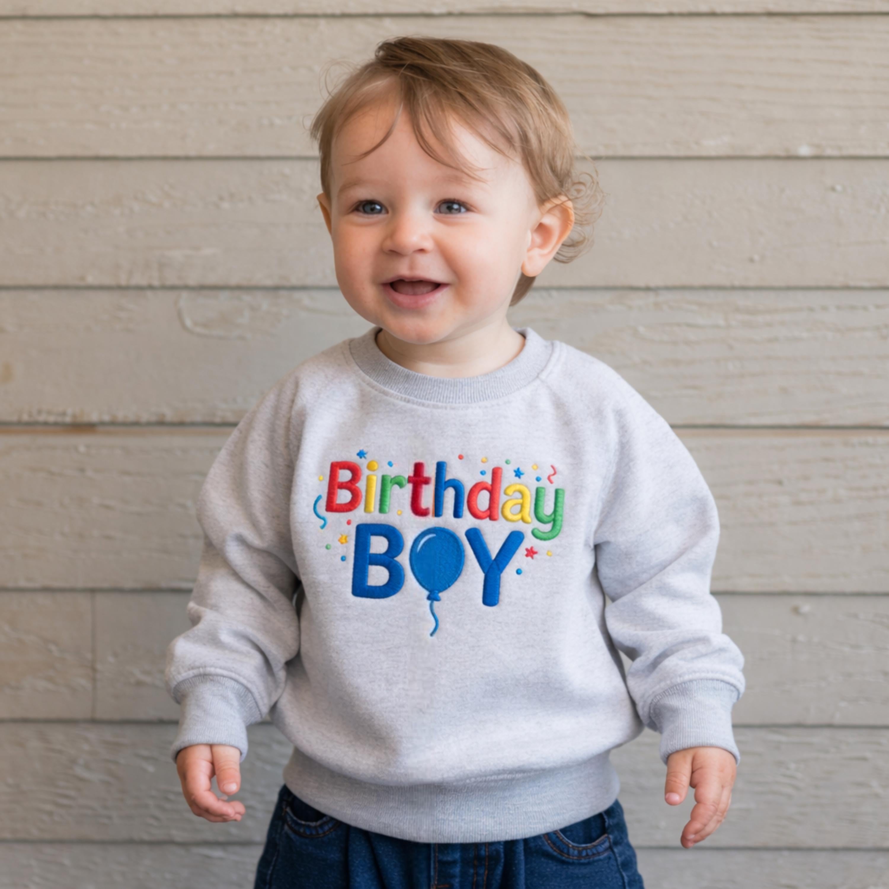 Embroidery Birthday Boy Sweatshirt, Toddler Birthday Shirt, First Birthday Outfit, Boy Birthday Party Shirt, Kids Birthday Top