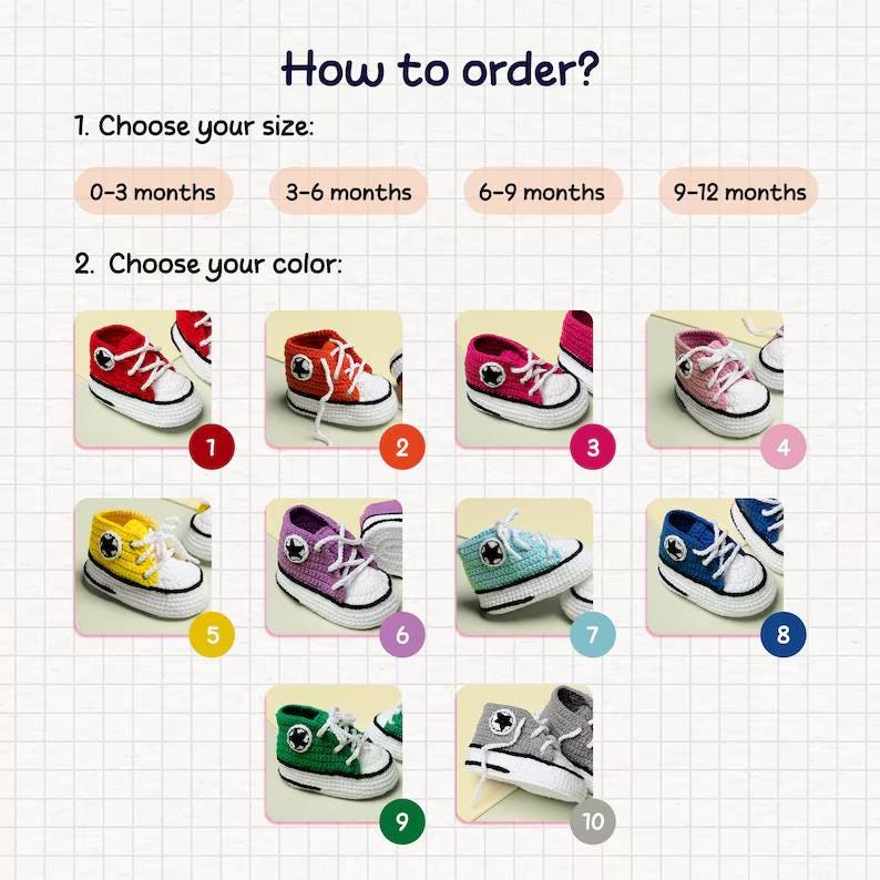 Personalized Baby Booties, Unisex Crochet Shoes, Newborn Sneakers, Baby Shower Gift, Chucks for Boy & Girl
