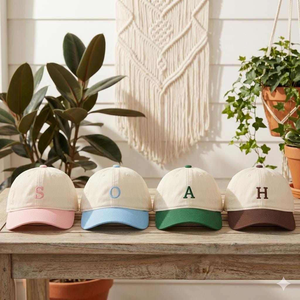 Personalized Embroidered Toddler Hat with Initial, Custom Initial Kids Hat, Two Tone Embroidered Baby Hat, Adjustable Kids Cap Gift
