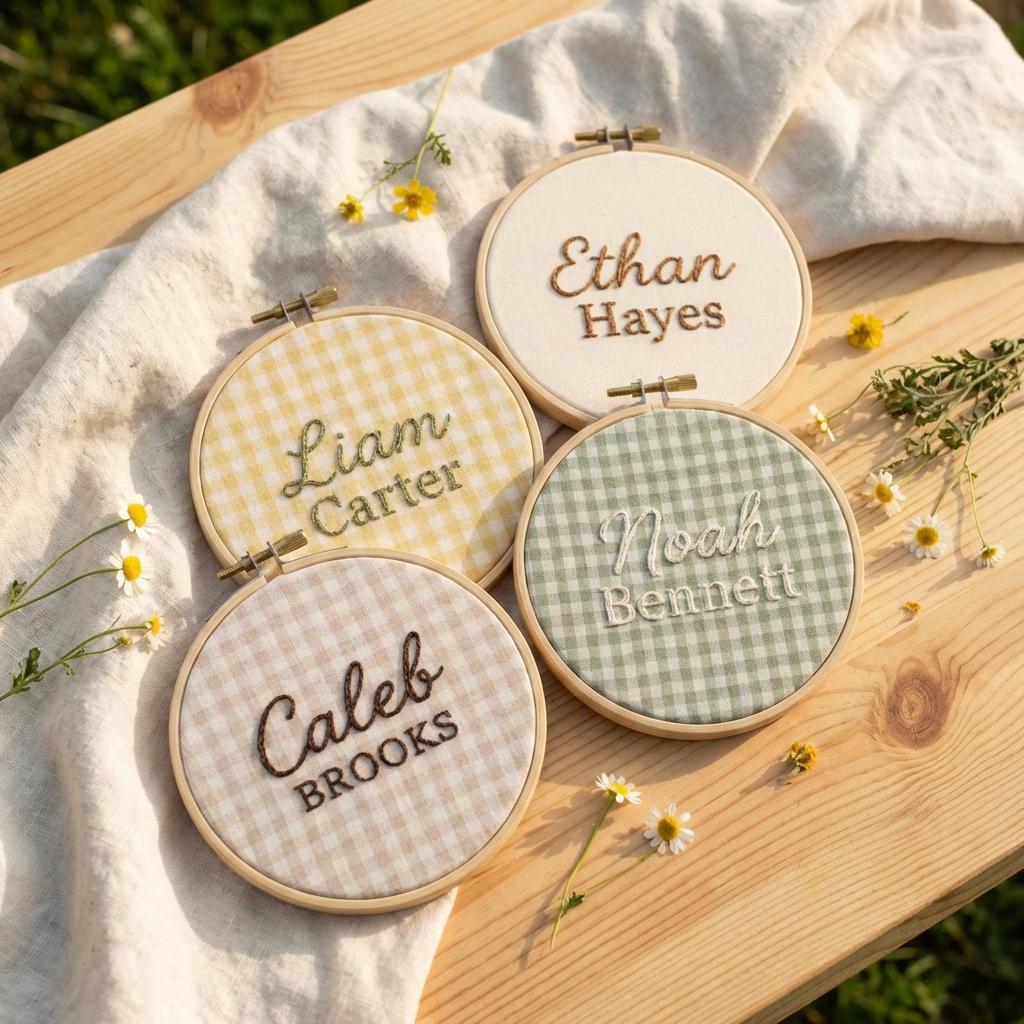Custom Embroidered Baby Name Hoop, Custom Nursery Name Sign, Baby Announcement Decor, Nursery Wall Art,  Baby Shower Gift