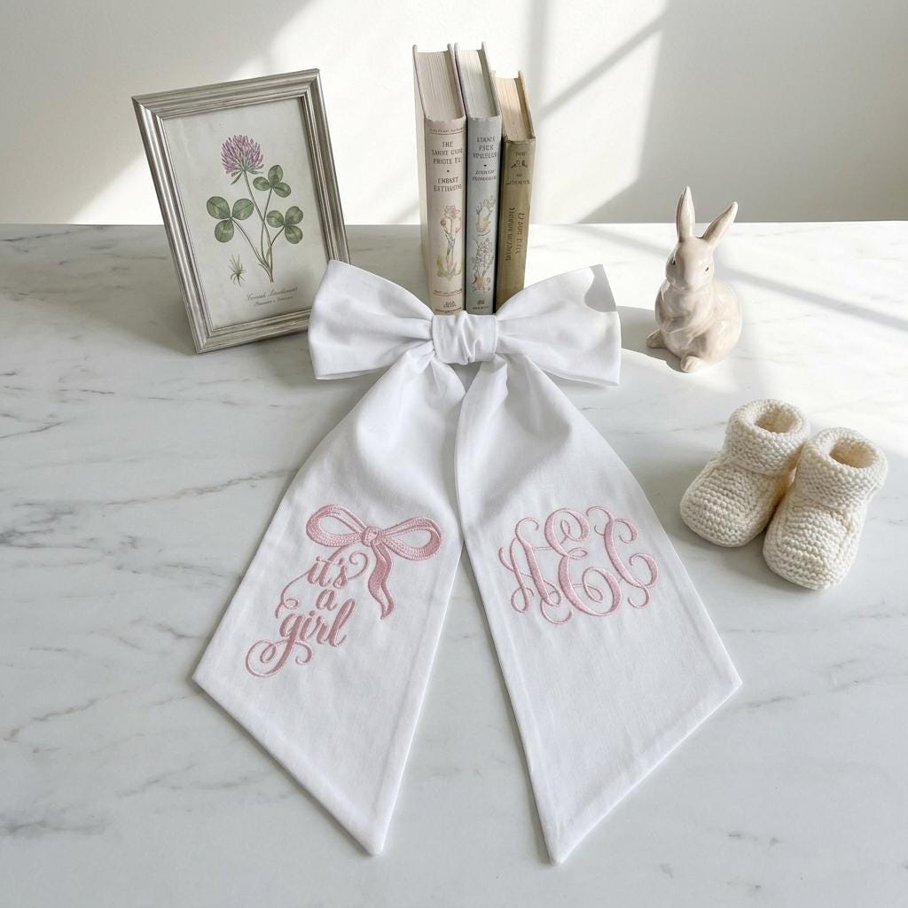 Personalized Newborn Sash, Monogram Baby Girl Gift, Photo Prop Keepsake