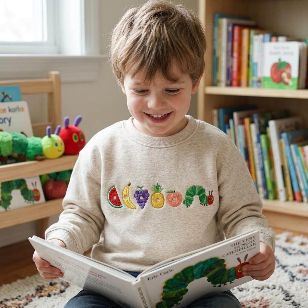Embroidered Baby Sweatshirt Fruit Caterpillar, Eat The Rich Worm Pullover, Still Hungry Worm Crewneck