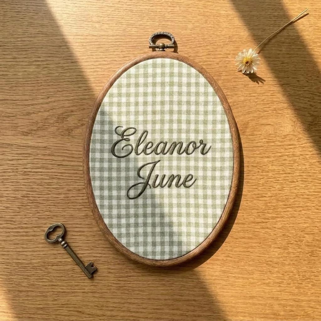 Personalized Embroidered Name Hoop, Custom Baby Nursery Wall Art, Minimalist Keepsake Sign