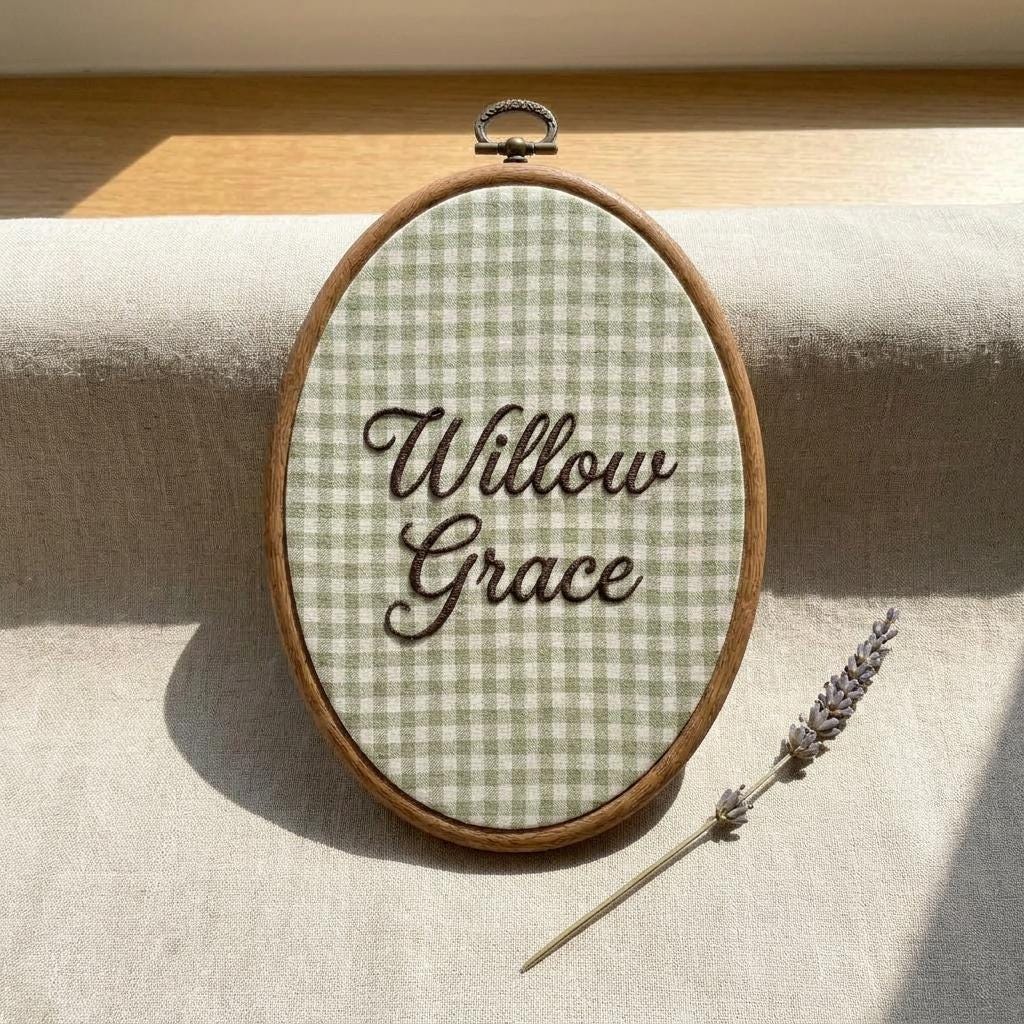Personalized Embroidered Name Hoop, Custom Baby Nursery Wall Art, Minimalist Keepsake Sign