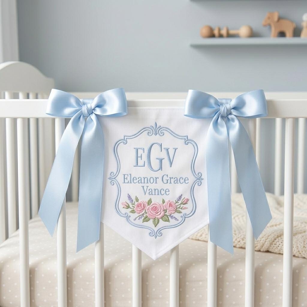 Personalized Baby Hospital Door Sign, Embroidered Newborn Welcome Banner, Baby Shower Gift, Custom Nursery Name Sign