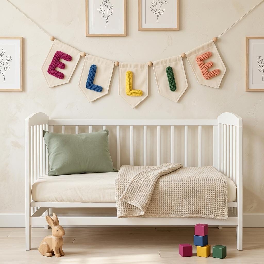 Personalized Felt Name Bunting, Pastel Nursery Decor, Custom Baby Name Banner, Nursery Wall Hanging Gift