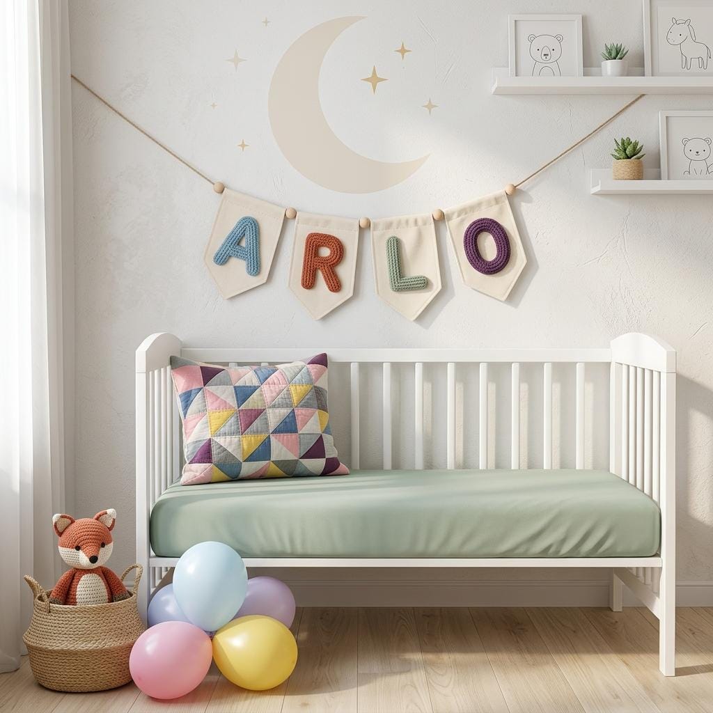 Personalized Felt Name Bunting, Pastel Nursery Decor, Custom Baby Name Banner, Nursery Wall Hanging Gift