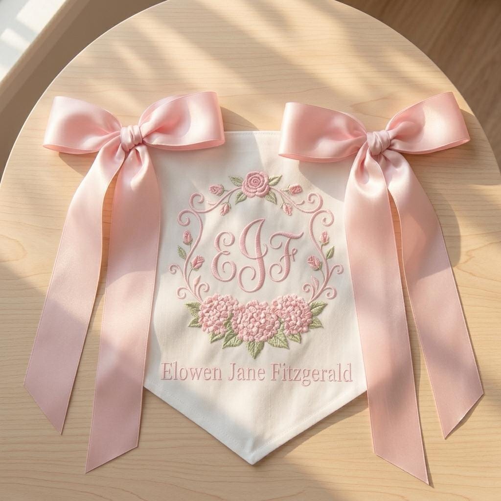 Custom Baby Girl Nursery Decor, Personalized Baby Hospital Door Sign, Embroidered Newborn Welcome Banner, Baby Shower Gifts