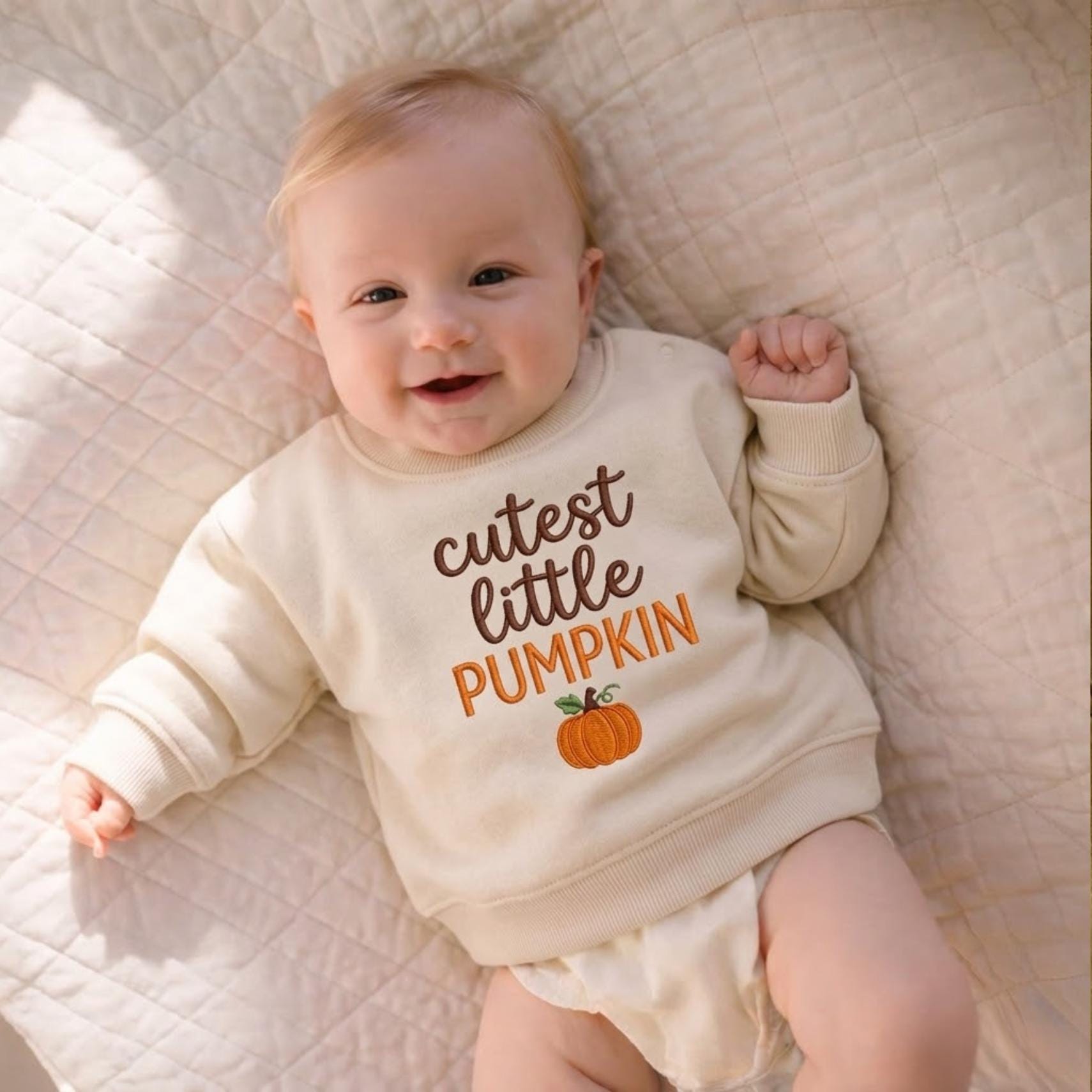 Embroidered Little Pumpkin Baby Sweatshirt, Fall Baby Crewneck, Cute Fall Shirt, Pumpkin Baby Gift, Hello Pumpkin Baby Shirt, Pumpkin Outfit