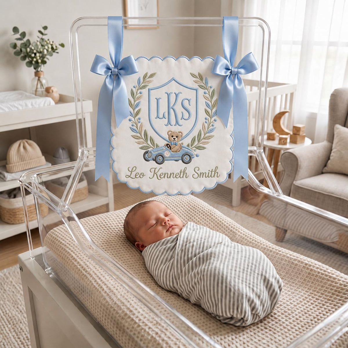 Personalized Custom Teddy Bear Baby Banner, Welcome Banner, Hospital Door Sign, Baby Shower Gift