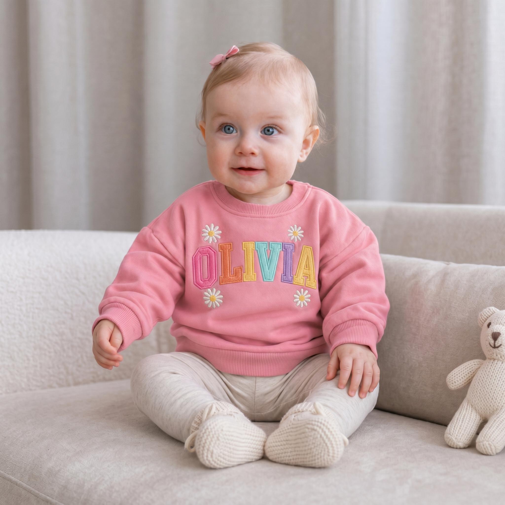 Personalized Baby Girl Name Sweatshirt, Custom Name Toddler Shirt, Gift For Kids