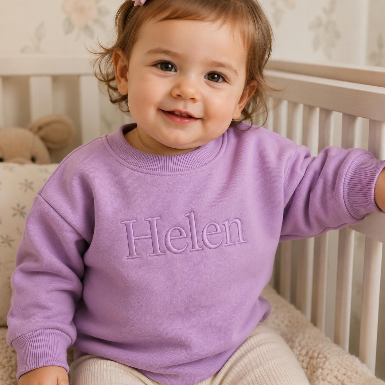 Personalized Name Toddler Sweatshirt, Tone on Tone Embroidered Baby Pullover, Minimal Custom Name Shirt