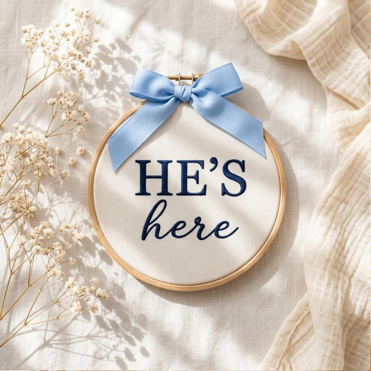 Gender Reveal sign embroidered announcement, Newborn birth announcement plaque, Name birth announcement, Hospital Door Name Plate