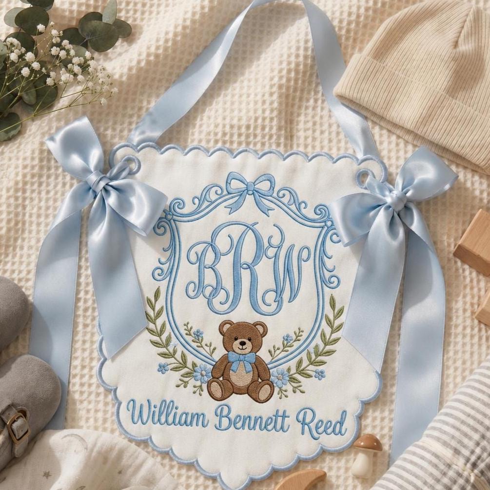 Personalized Baby Banner, Welcome Banner, Hospital Door Sign, Baby Shower, Bassinet or Crib Announcement