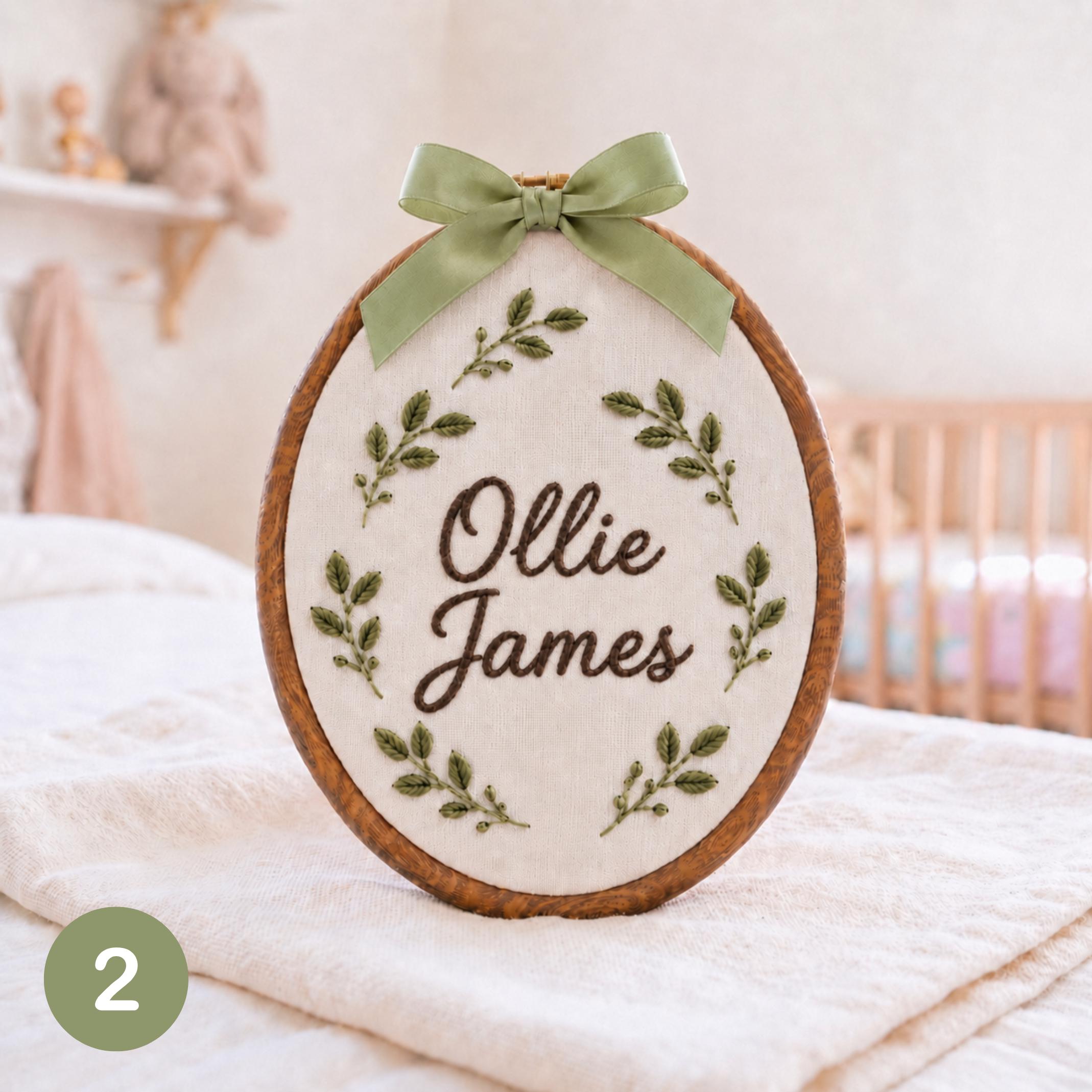 Personalized Baby Name Hoop, Floral Embroidered Nursery Decor, Custom Baby Girl Baby Boy Wall Art, Baby Shower Gift