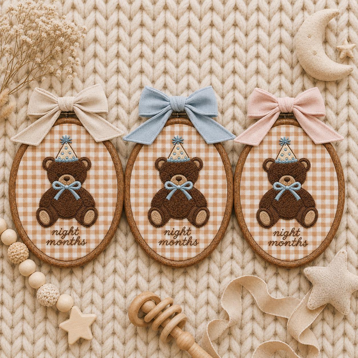 Personalized Teddy Bear Embroidery Hoop: Custom Name Nursery Art, Baby Shower Gift