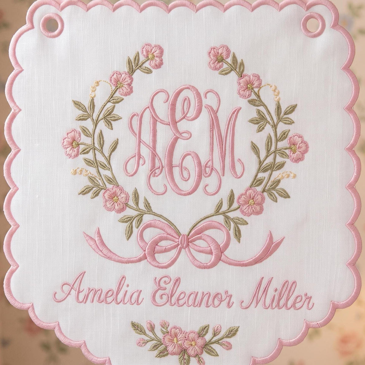 Custom Baby Banner For Hospital Door Sign & Nursery, Monogram Baby Announcement Banner, Embroidered Baby Name Banner for Baby Shower Gift