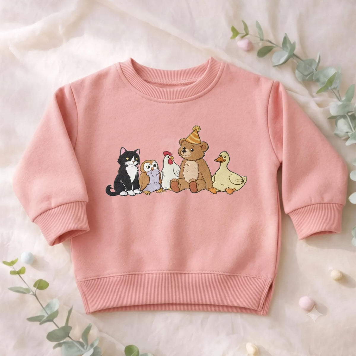 Embroidered Little Bear Toddler Sweatshirt, Vintage Animal Friends Gift, 90's Cartoons Kids Sweatshirt, Cute Animals Kids Sweatshirt
