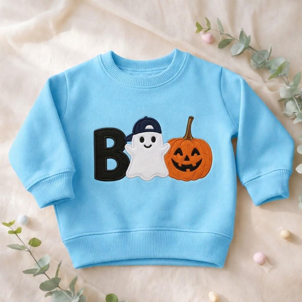 Embroidered Boo Boys Toddler Sweatshirt, Halloween Kids Crewneck, Cute Ghost Sweatshirt
