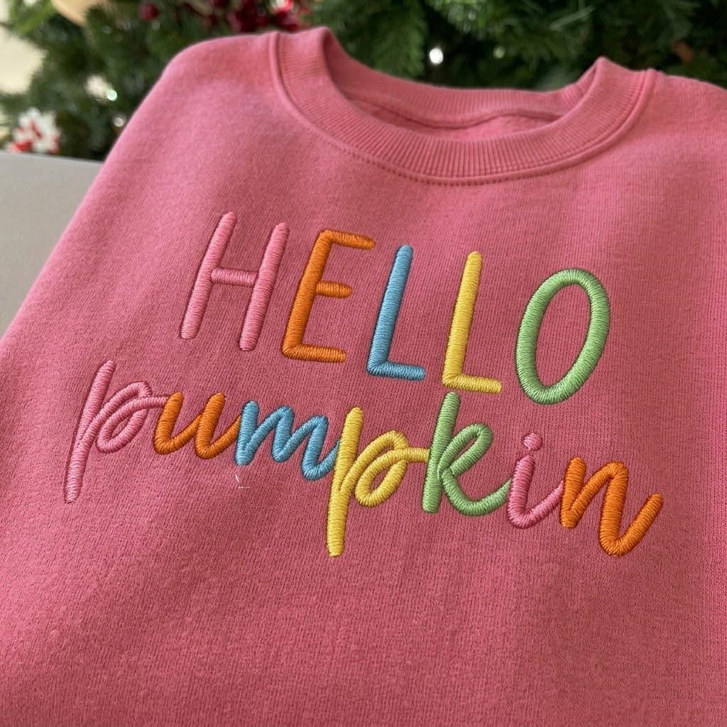 Buy 1 Get 1 Free Baby Sweatshirt, Hello Pumpkin Embroidered Fall Sweater, Cute Toddler Halloween Pullover, Thanksgiving Shirt