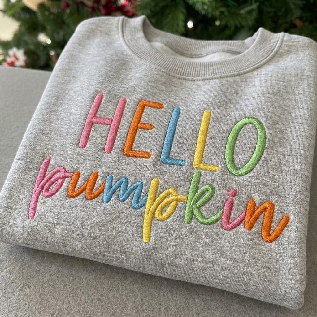 Buy 1 Get 1 Free Baby Sweatshirt, Hello Pumpkin Embroidered Fall Sweater, Cute Toddler Halloween Pullover, Thanksgiving Shirt