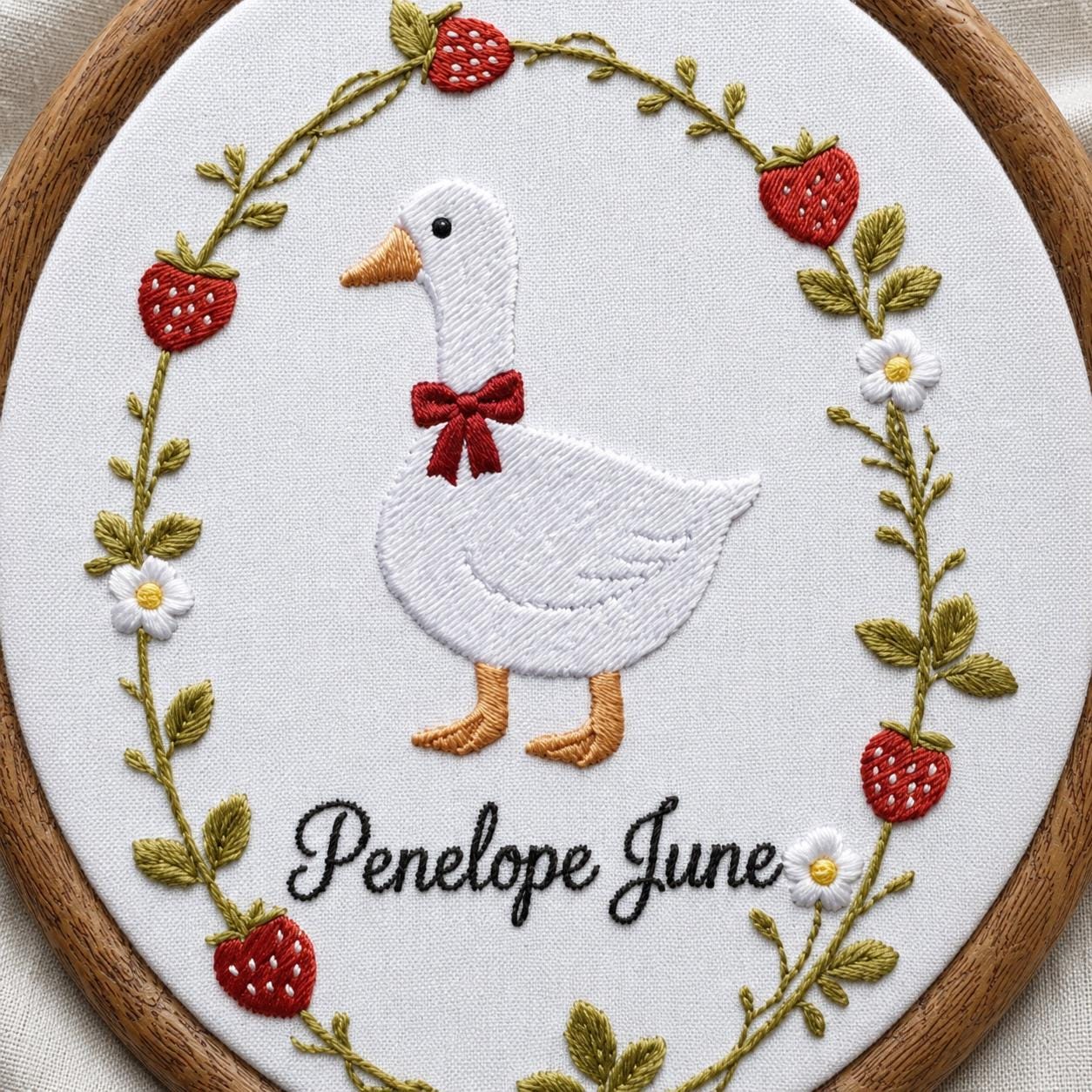 Personalized Baby Goose Embroidery Hoop, Baby Shower Gift, Baby Girl Nursery Decor, Custom Name Floral Hoop Art, Newborn Keepsake
