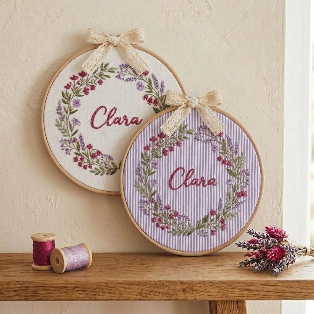 Personalized Embroidery Hoop Name Sign, Custom Floral Nursery Decor, Embroidered Baby Name Hoop, Wildflower Wall Hanging Gift
