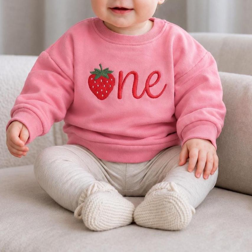 Embroidered Berry First Birthday Toddler Sweatshirt, Strawberry 1st Birthday Outfit, Strawberry Themed Birthday,  Strawberry Kids Shirt