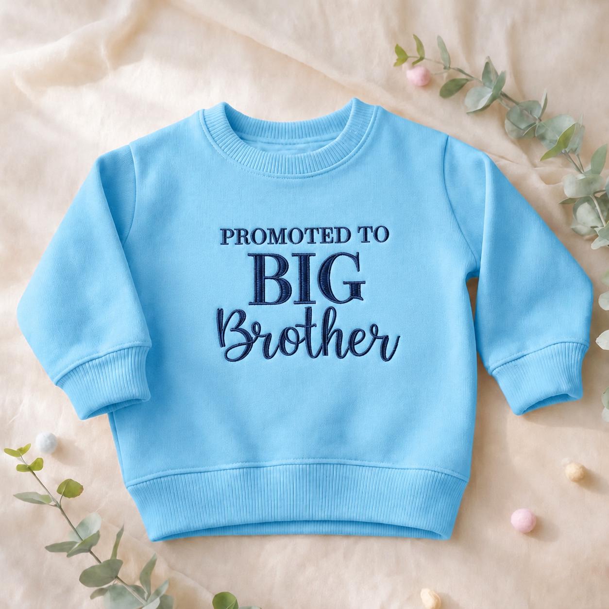 Embroidered Promoted To Big Brother Sweatshirt, Big Bro Coming Soon, Pregnancy Announcement Gift