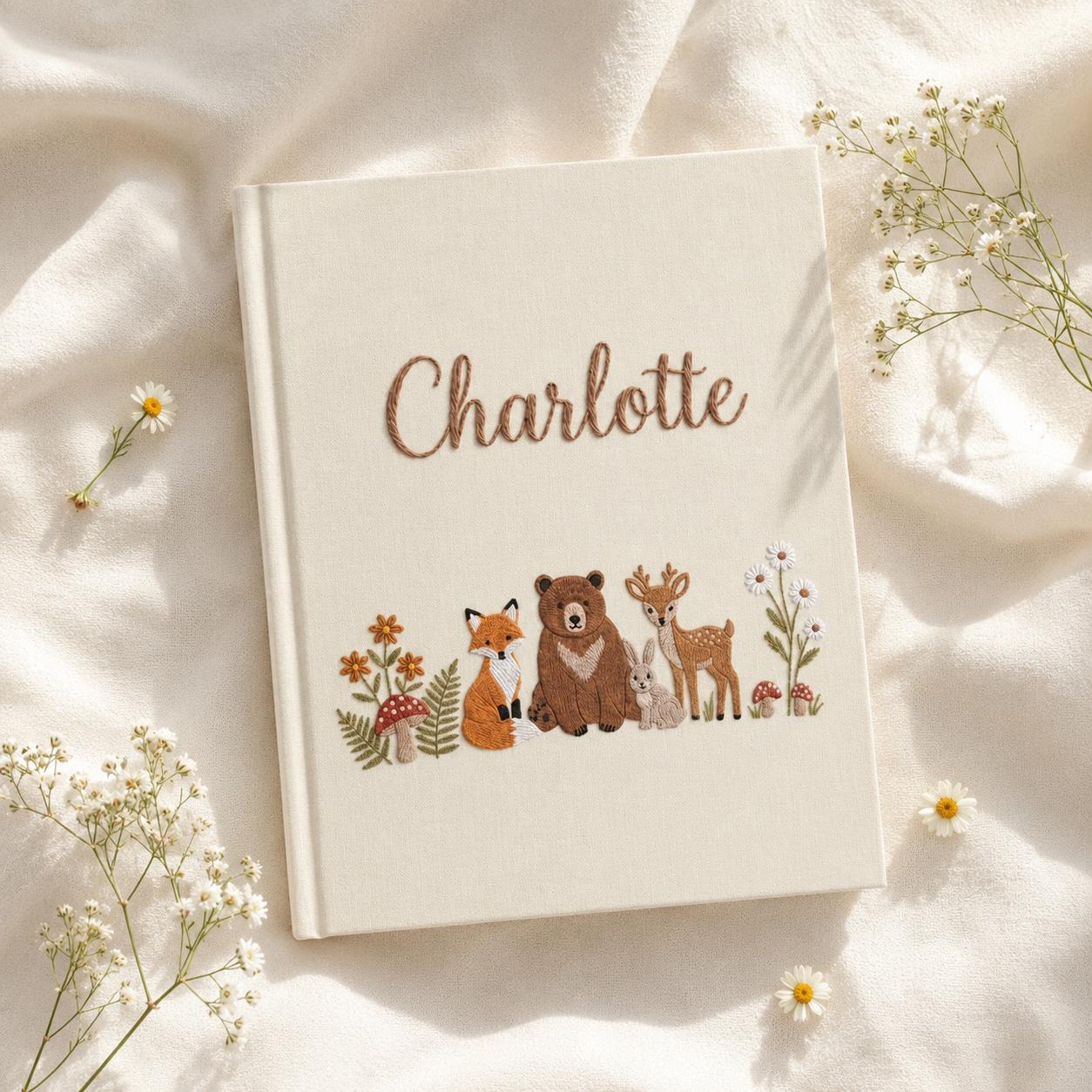 Personalized Name Woodland Baby Album, Custom Name Nursery Photo Album, Gift for Baby Shower, Newborn Keepsake Gift