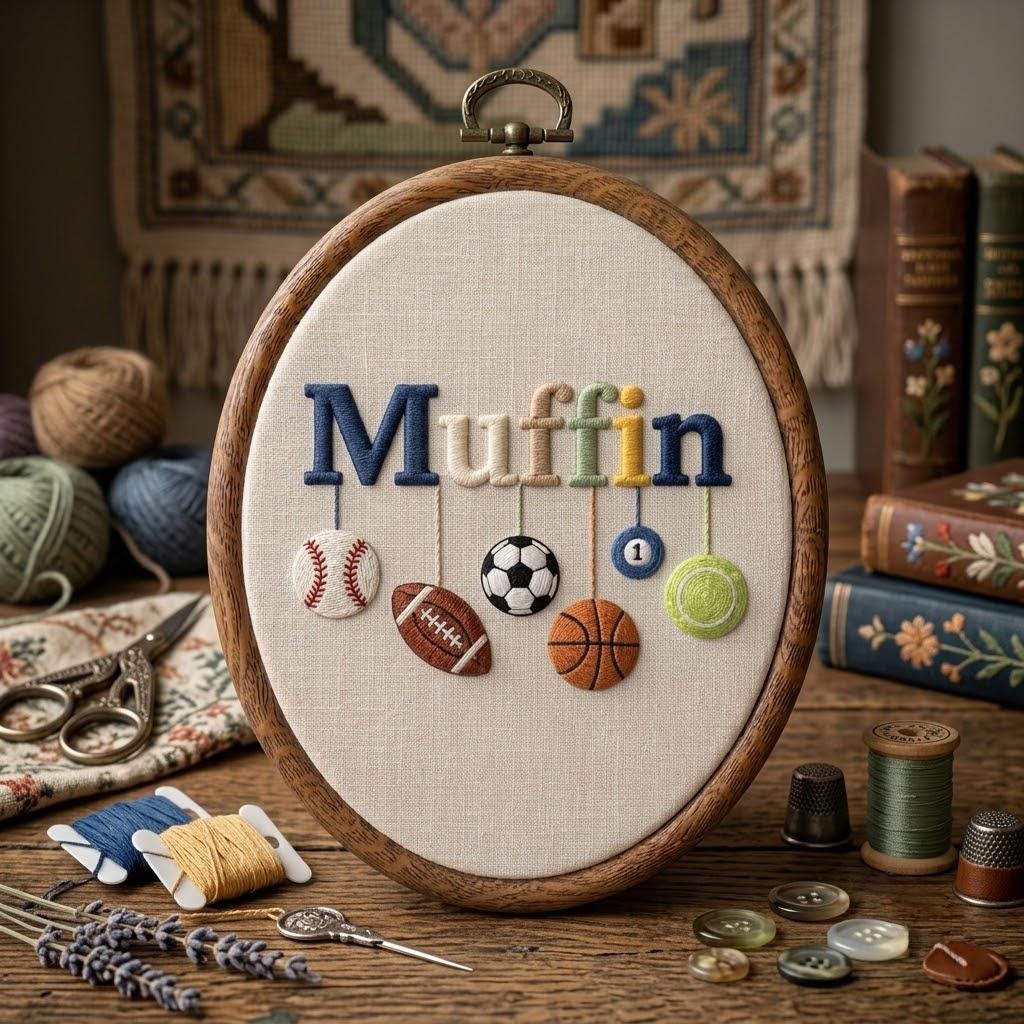 Personalized Name Embroidery Hoop, Sports Nursery Decor for Baby Boy, Custom Kids Room Sign, Baby Shower Gift, Sports Theme