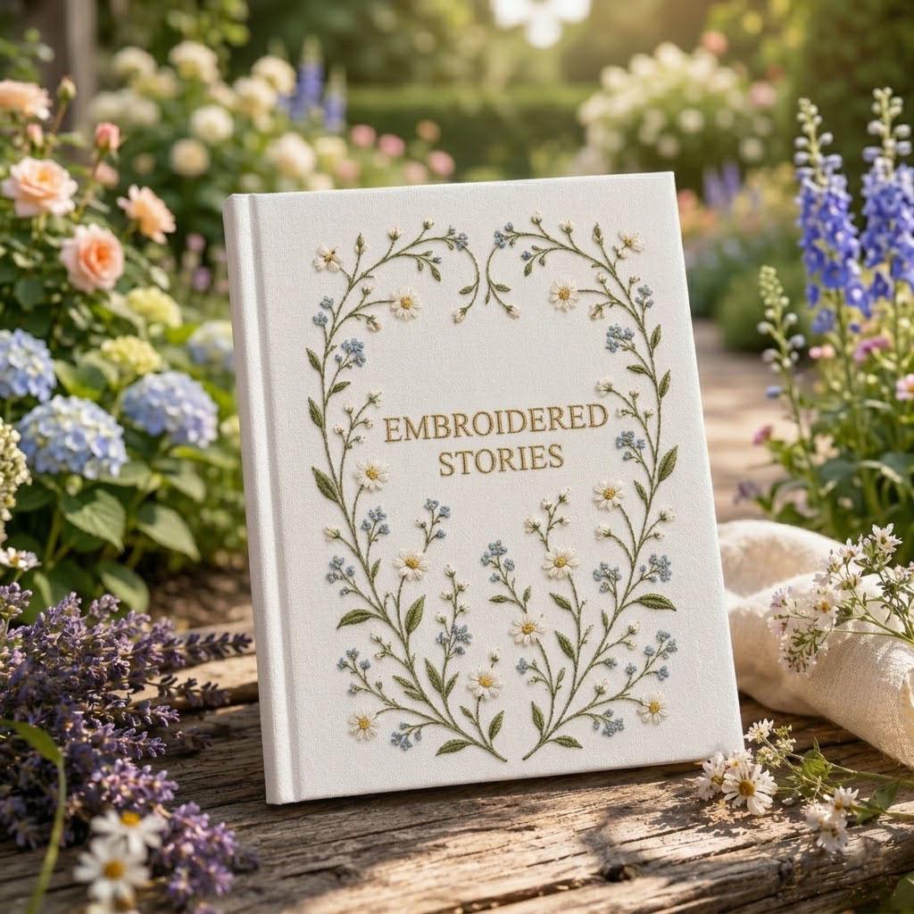 Personalized Embroidered Photo Album, Custom Wildflower Linen Memory Book, Botanical Wedding Guest Book, Floral Scrapbook Gift