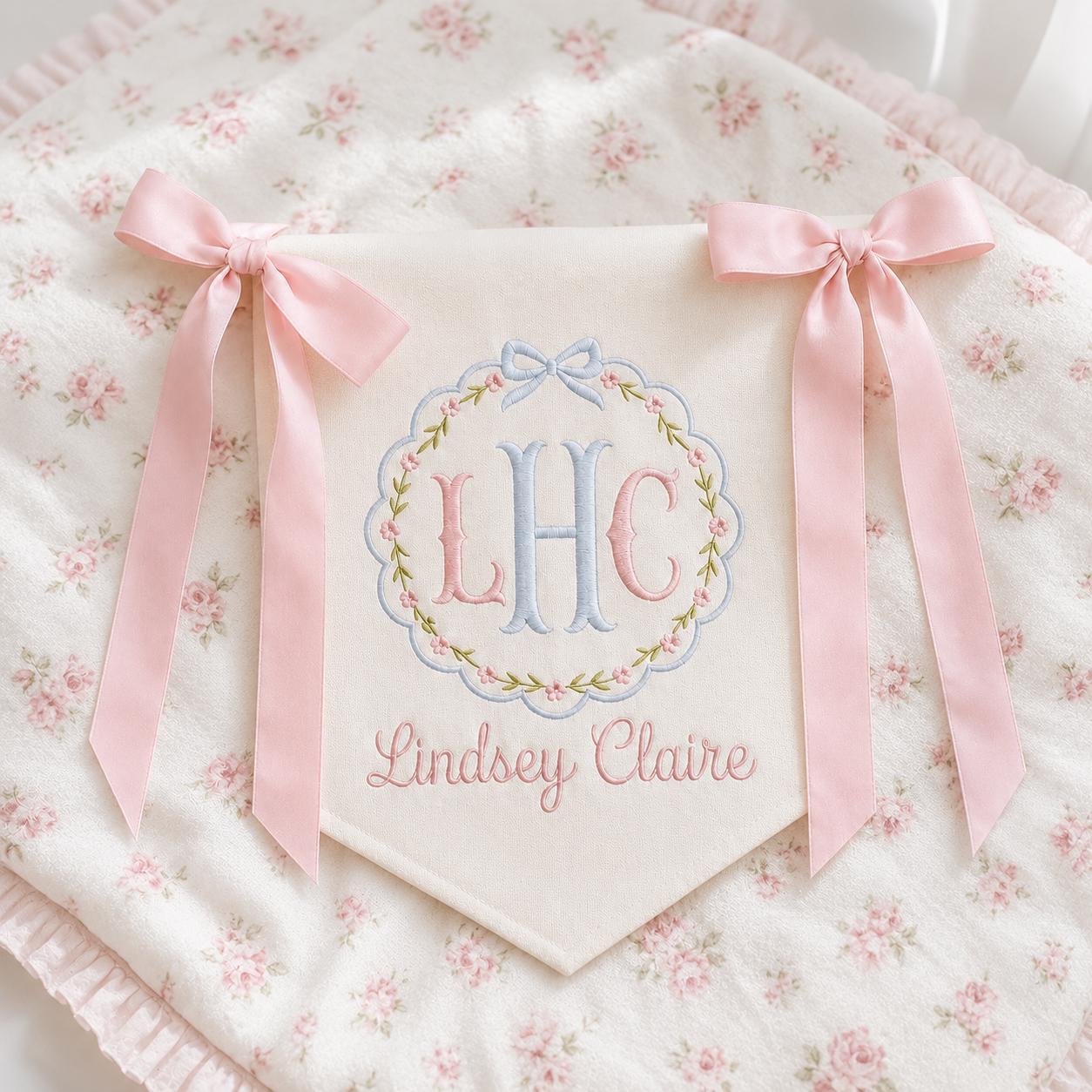 Personalized Embroidered Baby Name Banner, Custom Baby Banner Door Sign, Hospital Door Sign, Baby Shower Gift