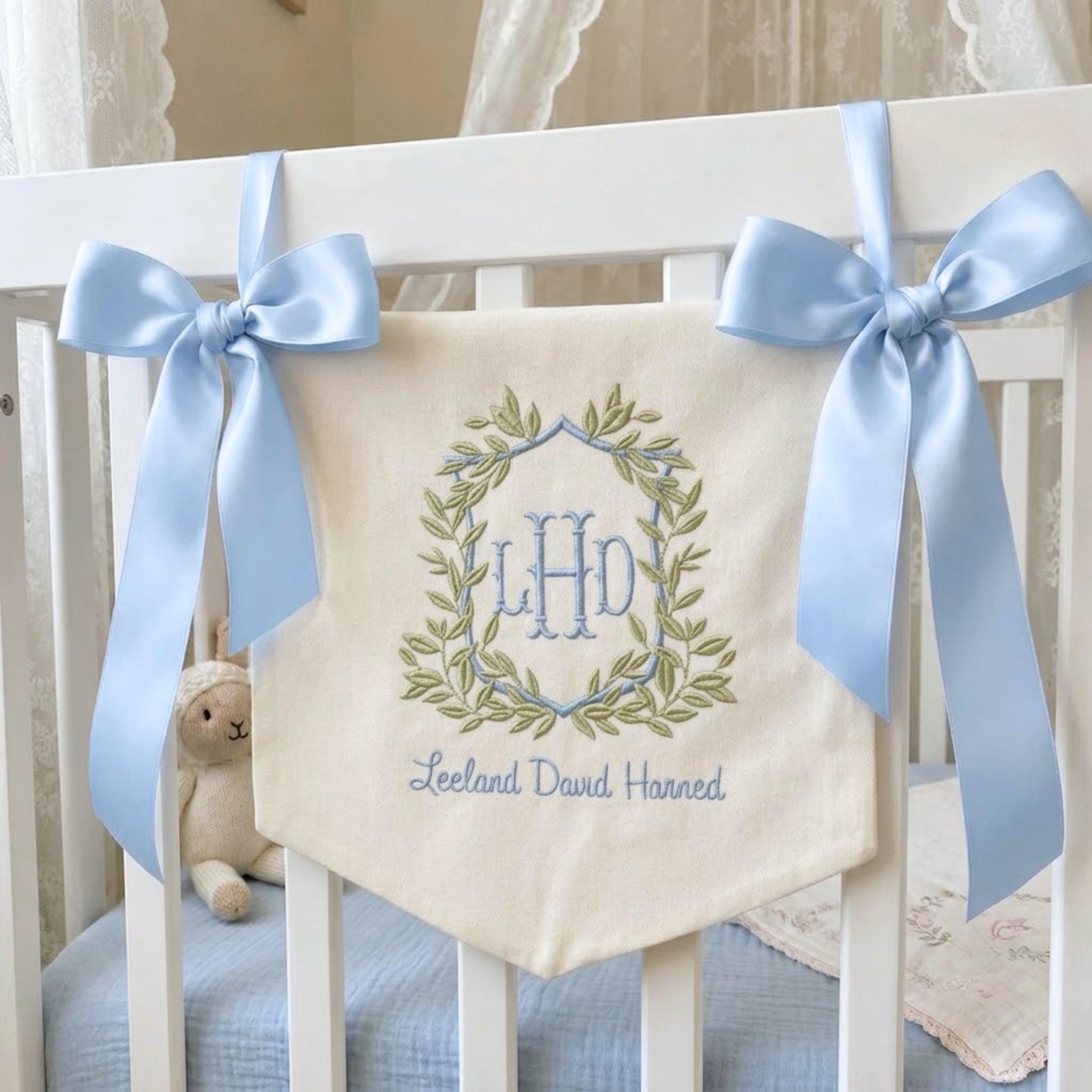 Personalized Baby Hospital Door Banner, Custom Embroidered Baby Name Banner, Newborn Birth Announcement Nursery Decor Gift
