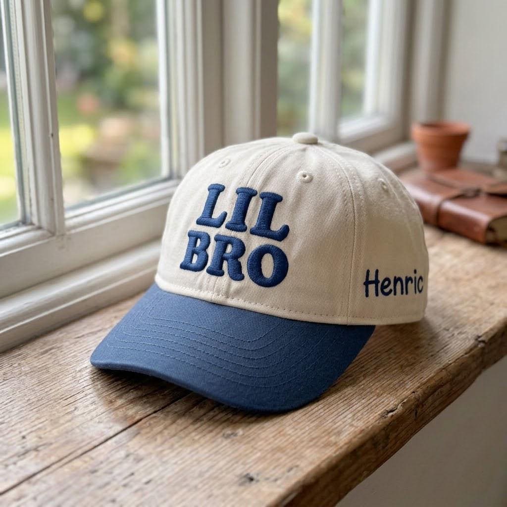 Personalized Lil Bro Hat, Custom Little Brother Baseball Cap, Toddler Name Cap, Sibling Announcement, New Baby Boy Gift