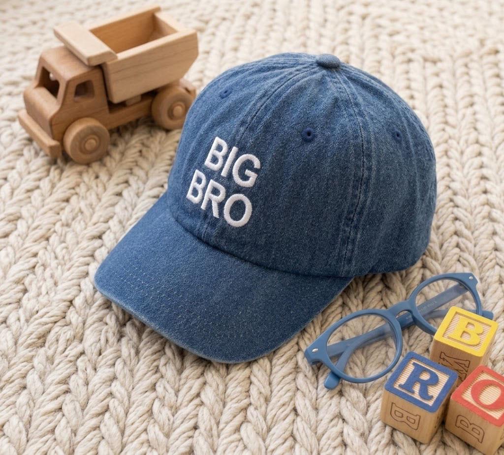 Big Brother Hat, Kids Washedd Baseball Cap, Big Bro Toddler Hat, Pregnancy Announcement Sibling Gift, Boys Hat, Toddler Gift, Custom Text