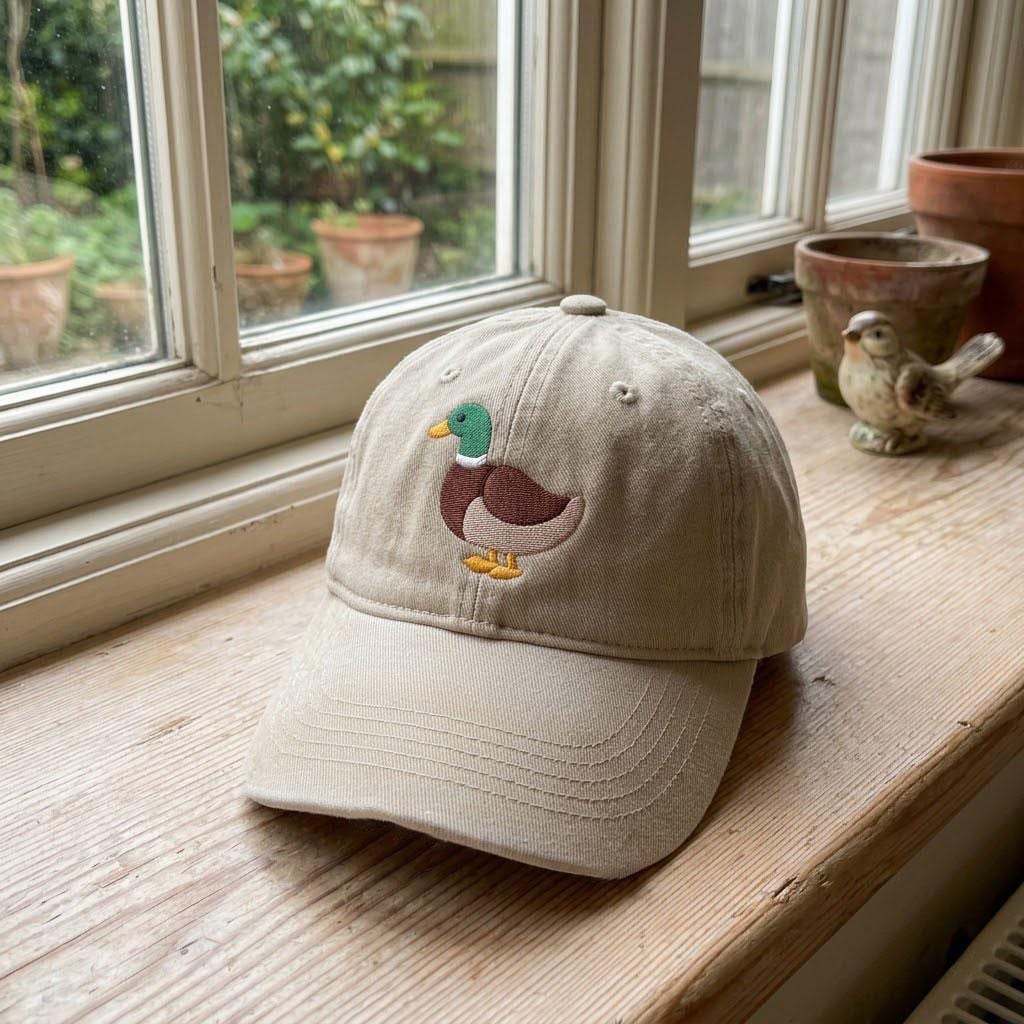 Kids Embroidered Mallard Duck Hat, Toddler Wildlife Baseball Cap, Boys Girls Bird Cap, Outdoor Nature Gift for Children