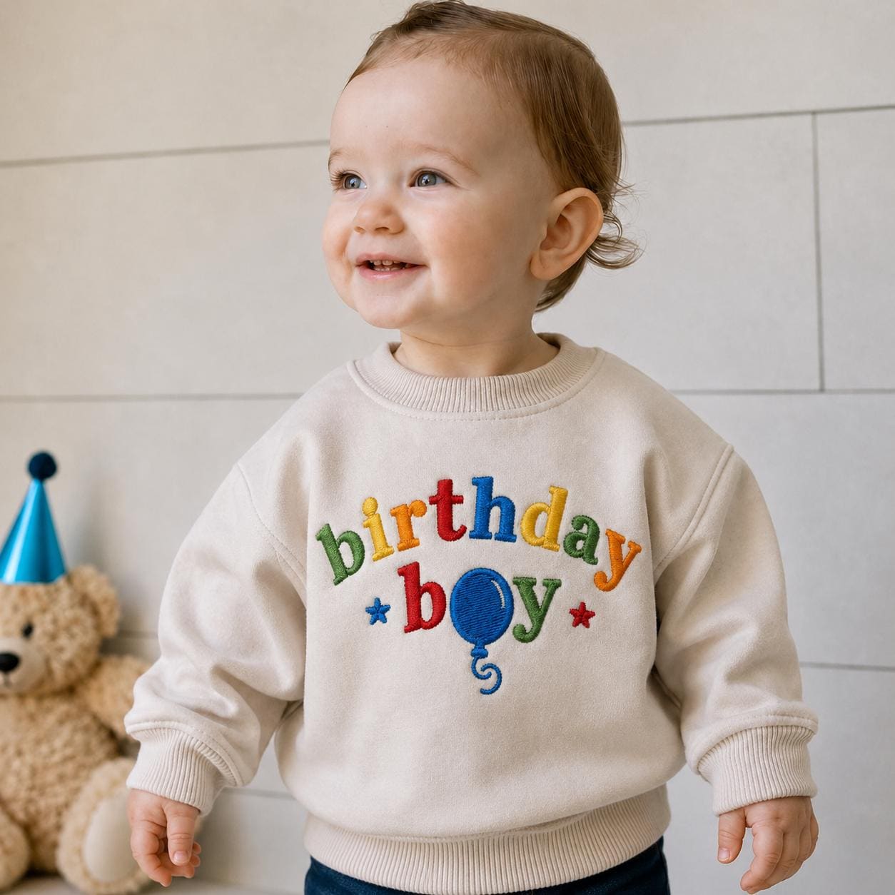 Embroidered Birthday Boy Toddler Sweatshirt, Colorful Birthday Shirt, Rainbow Birthday Boys Shirt, Birthday Boy Gift, First Birthday Outfit