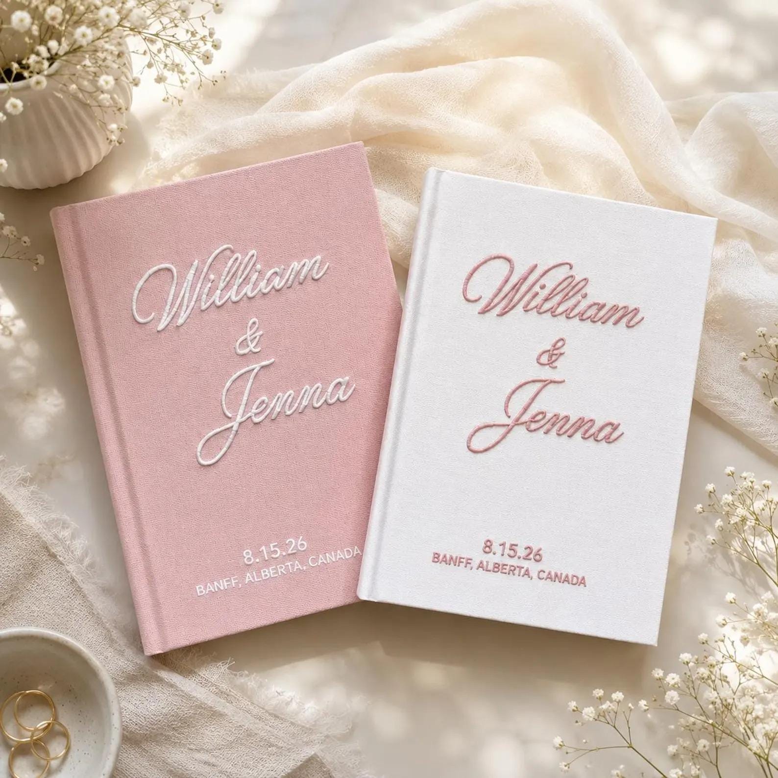 Personalized Hand Embroidered Vow Book, Custom Vow Book, Wedding Gift, Handmade Notebook, Custom Guest Book Wedding