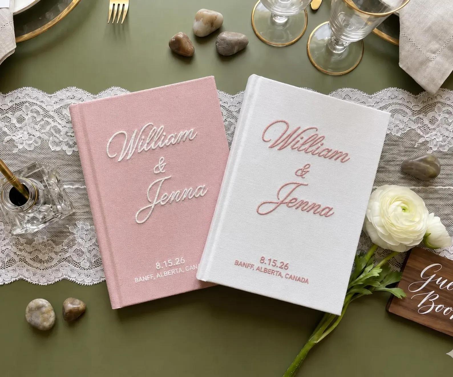Personalized Hand Embroidered Vow Book, Custom Vow Book, Wedding Gift, Handmade Notebook, Custom Guest Book Wedding