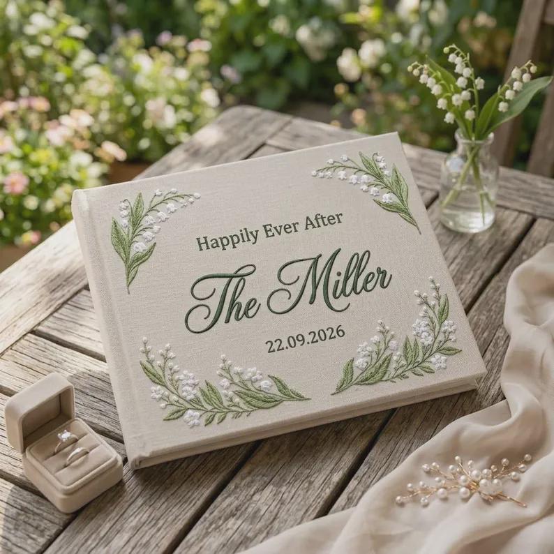 Personalized Guest Book Custom Wedding Guestbook for Reception Engagement Blank Page Couple Party Photo Scrapbook