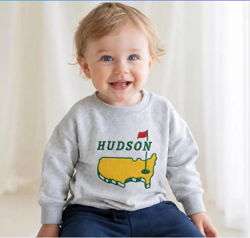 Personalized Kids Golf Sweatshirt, Custom Name Toddler Outfit, Golf Birthday Outfit Boy