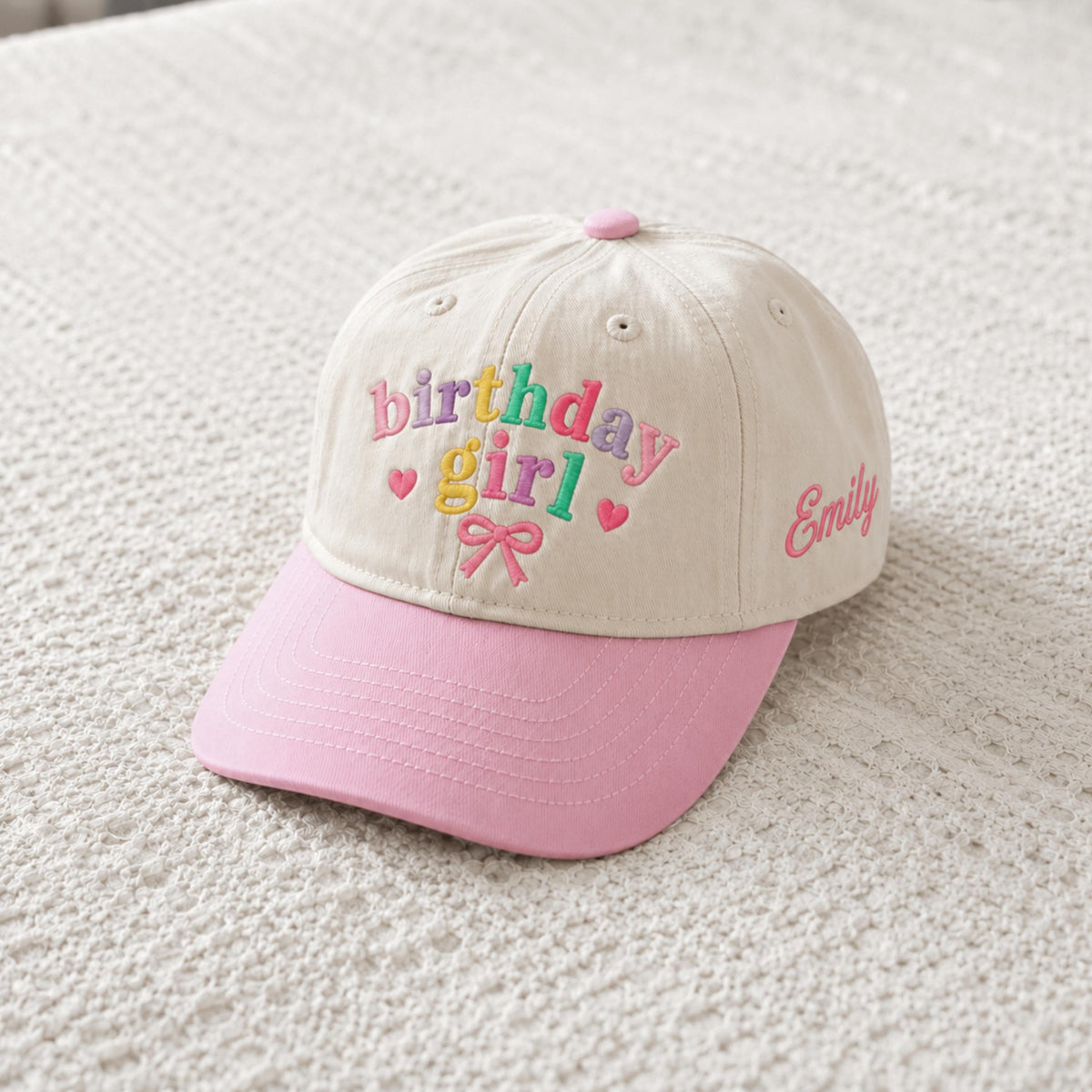 Embroidered Birthday Girl Toddler Baseball Cap with Custom Name, Girl Birthday Hat, Baby Birthday Party Outfit, Birthday Girl Gift