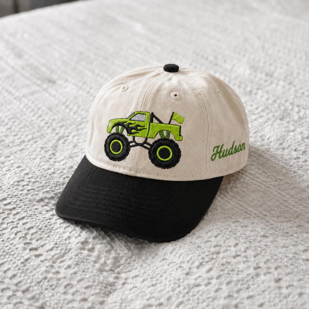 Personalized Toddler Monster Truck Hat, Custom Name Embroidered Kids Cap, Boys Trucker Hat, Birthday Gift for Toddler