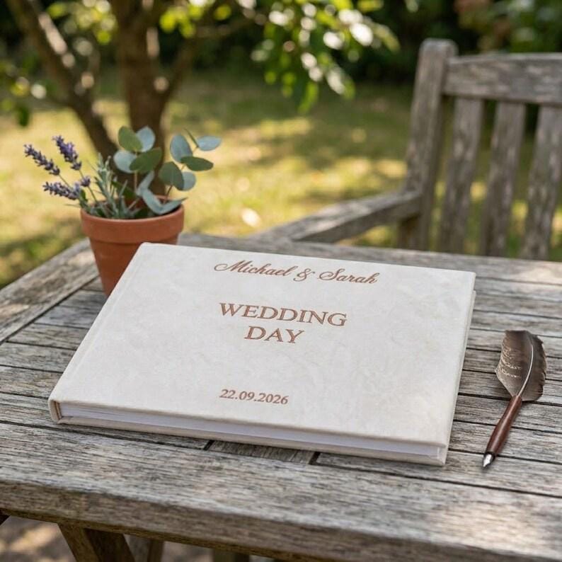Custom Embroidered Wedding Guest Book, Personalized Linen Guestbook, Rustic Neutral Wedding Reception Book, Bridal Shower Gift