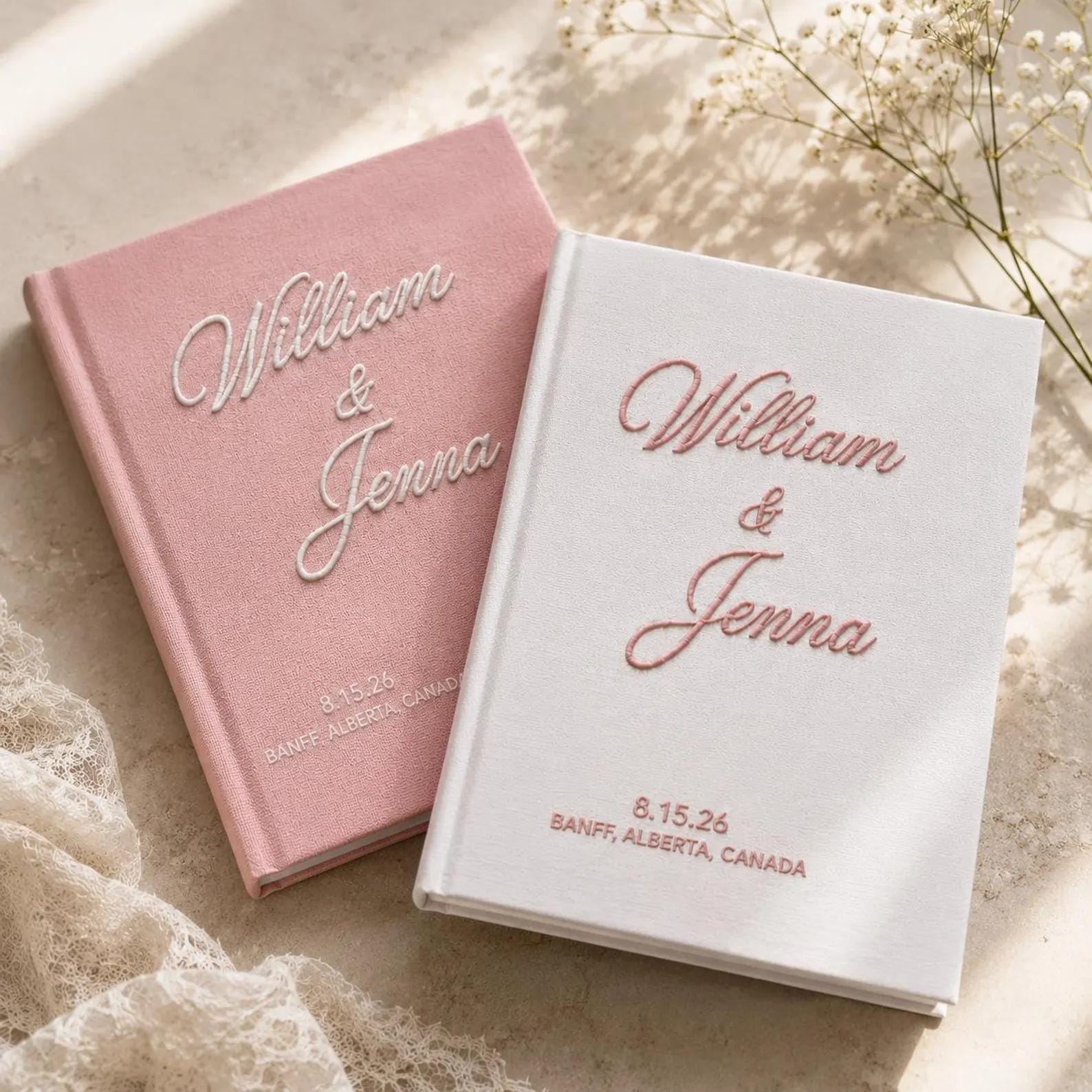 Personalized Hand Embroidered Vow Book, Custom Vow Book, Wedding Gift, Handmade Notebook, Custom Guest Book Wedding