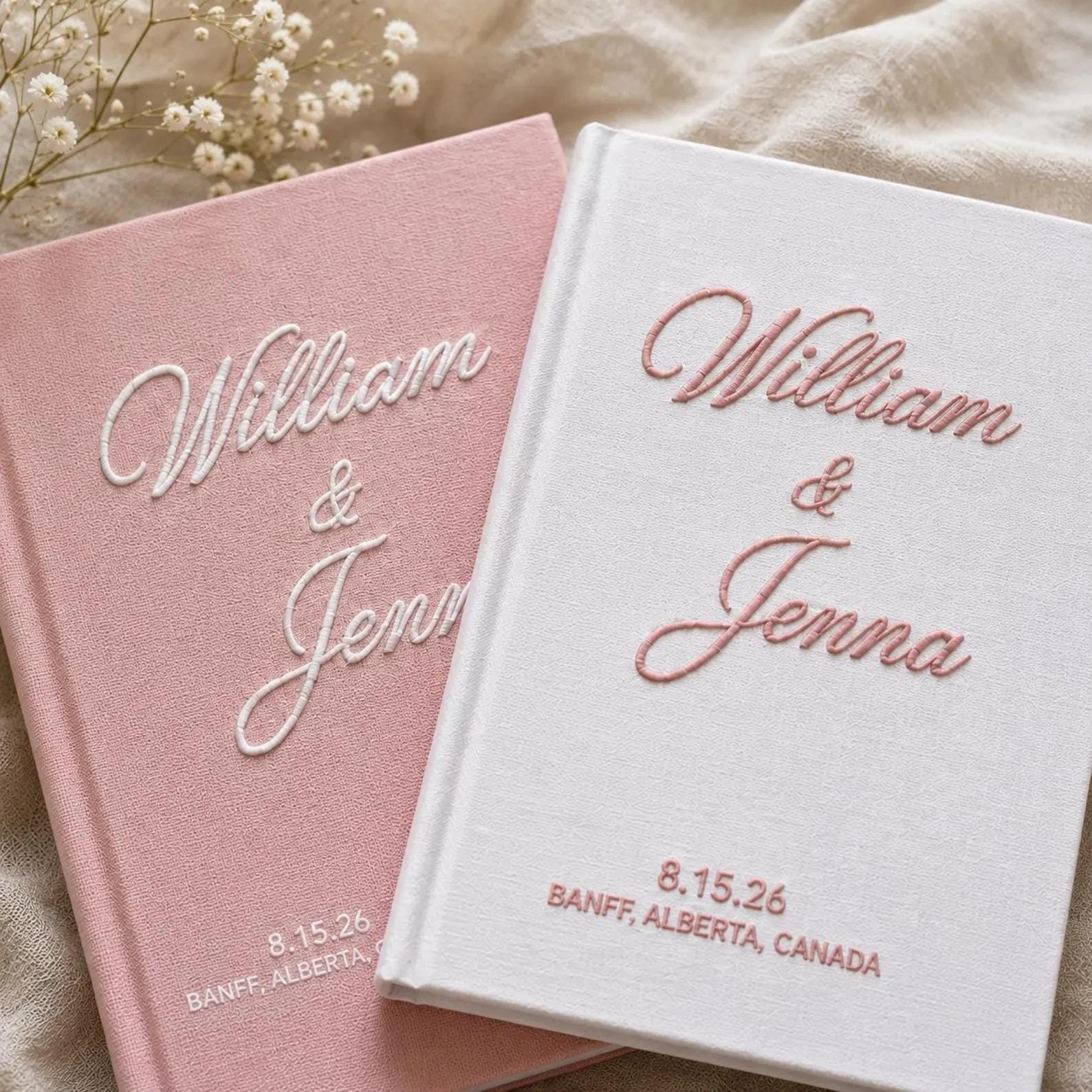 Personalized Hand Embroidered Vow Book, Custom Vow Book, Wedding Gift, Handmade Notebook, Custom Guest Book Wedding