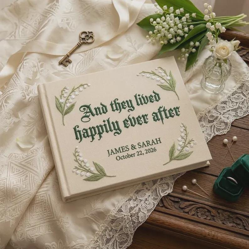 Personalized Wedding Guest Book, Custom Hand Embroidered Linen Memory Book, Wedding Keepsake with Names and Date, Bridal Shower Gift