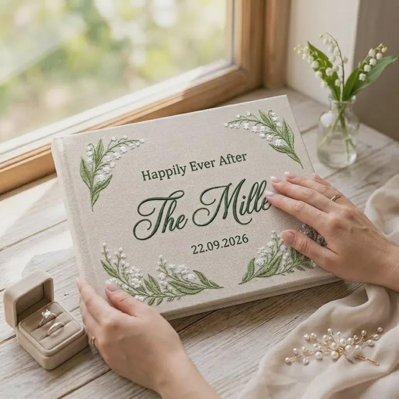 Personalized Guest Book Custom Wedding Guestbook for Reception Engagement Blank Page Couple Party Photo Scrapbook